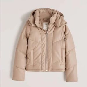 Abercrombie - ✨ Vegan Leather Mini Puffer ✨ - Tan / Beige - Size M
